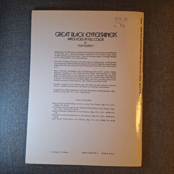 Black Paper Dolls Book Great Entertainers Tom Tierney 80s Vintage Complete Afro - Picture 5 of 6